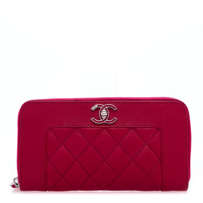 Chanel Sheepskin Quilted Mademoiselle Vintage Zip Around Wallet Dark Pink 1 of 7