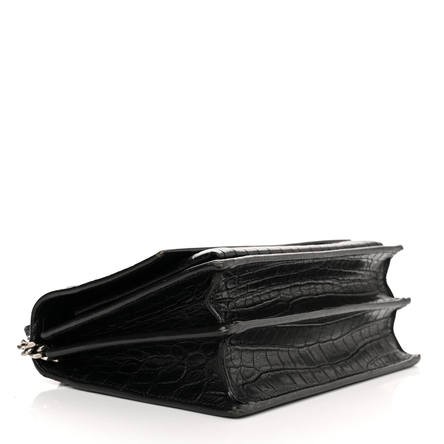 Calfskin Crocodile Embossed Medium Monogram Sunset Black