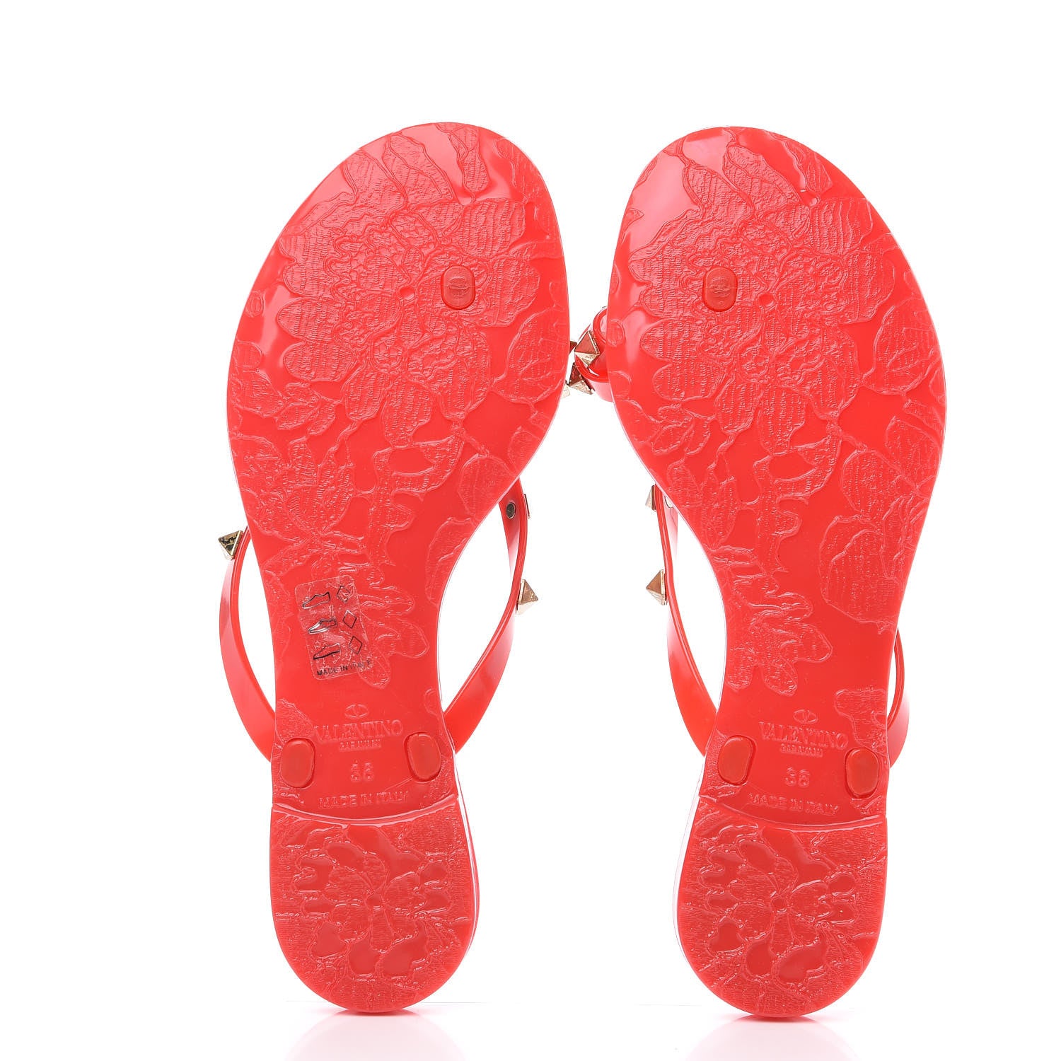 Valentino Garavani PVC Jelly Rockstud Bow Thong Sandals 36 Rosso Valentino 5 of 9