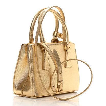 Prada Saffiano Lux Mini Galleria Double Zip Tote Platino 3 of 13