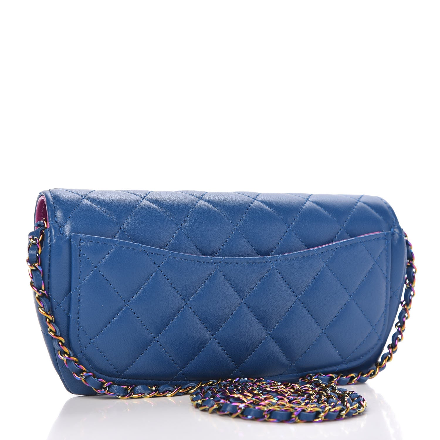 Chanel Lambskin Quilted Glasses Case With Chain Blue Purple 3 of 11