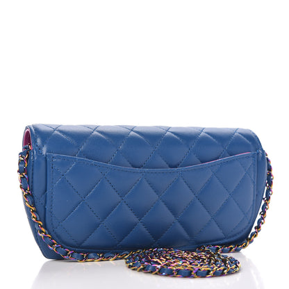 Chanel Lambskin Quilted Glasses Case With Chain Blue Purple 3 of 11