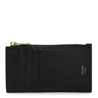 Celine Grained Calfskin Zipped Card Holder Black 1 of 8