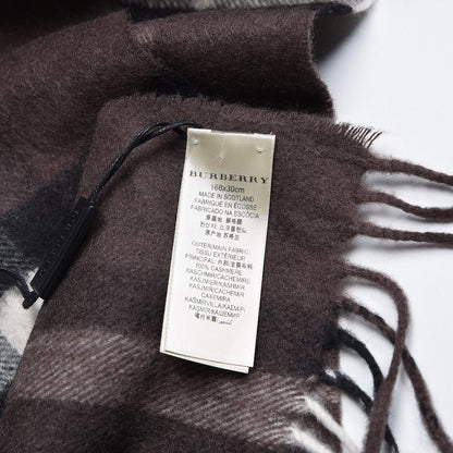 Burberry Cashmere Giant Check Fringe Scarf Bitter Chocolate 5 of 5