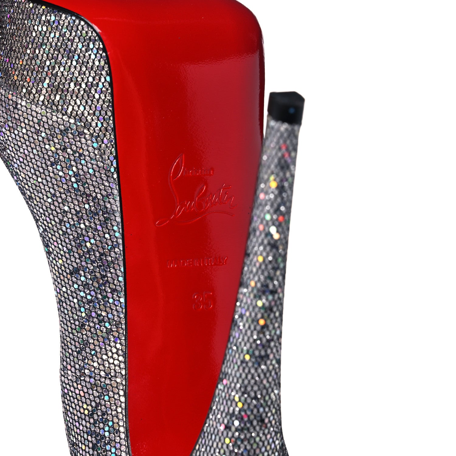 Christian Louboutin Seava Glitter Disco Ball Fetish Peep 140 Pumps 35 Multicolor 6 of 8