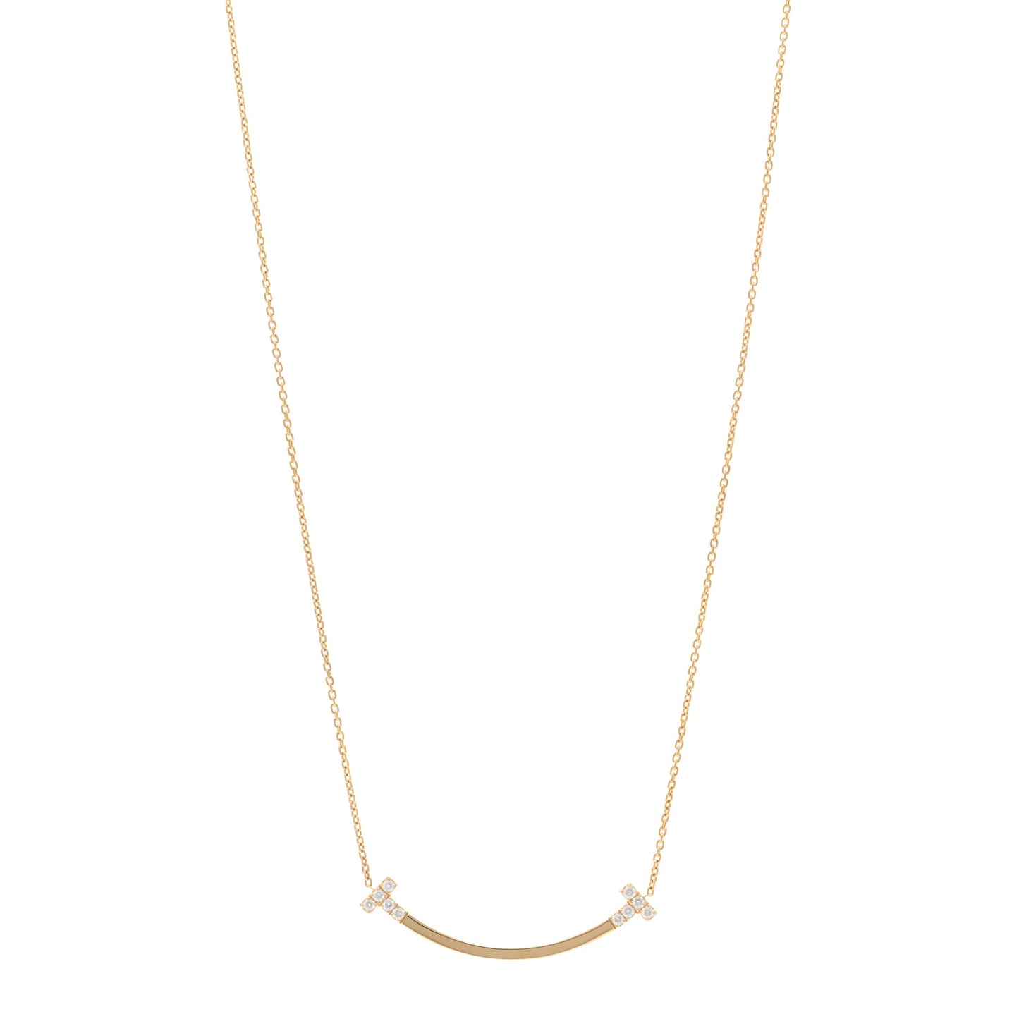 18K Yellow Gold Diamond .19ctw Medium T Smile Pendant Necklace
