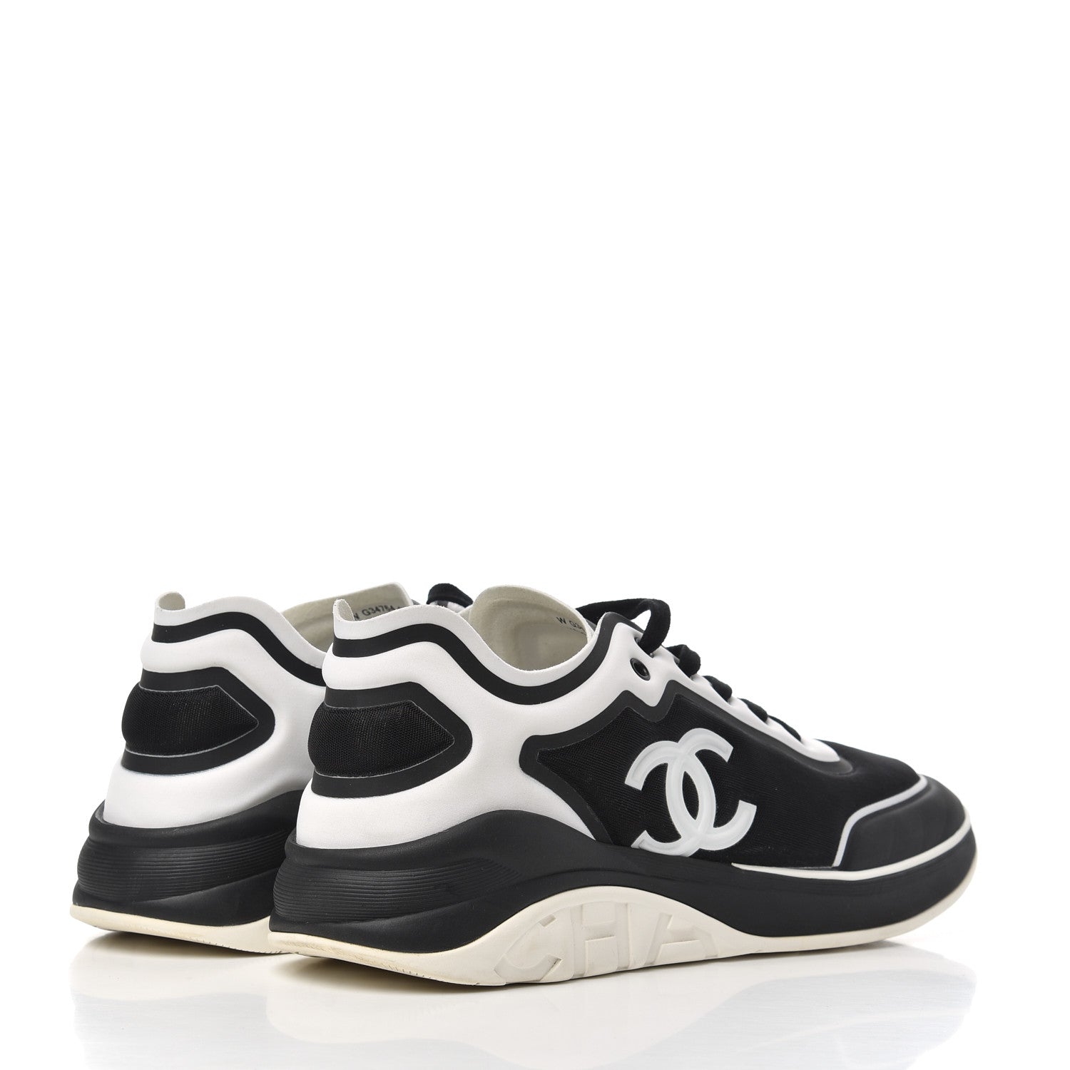 Chanel Mesh Lycra Thermoplastic Mens Sneakers 46 Black White 4 of 16
