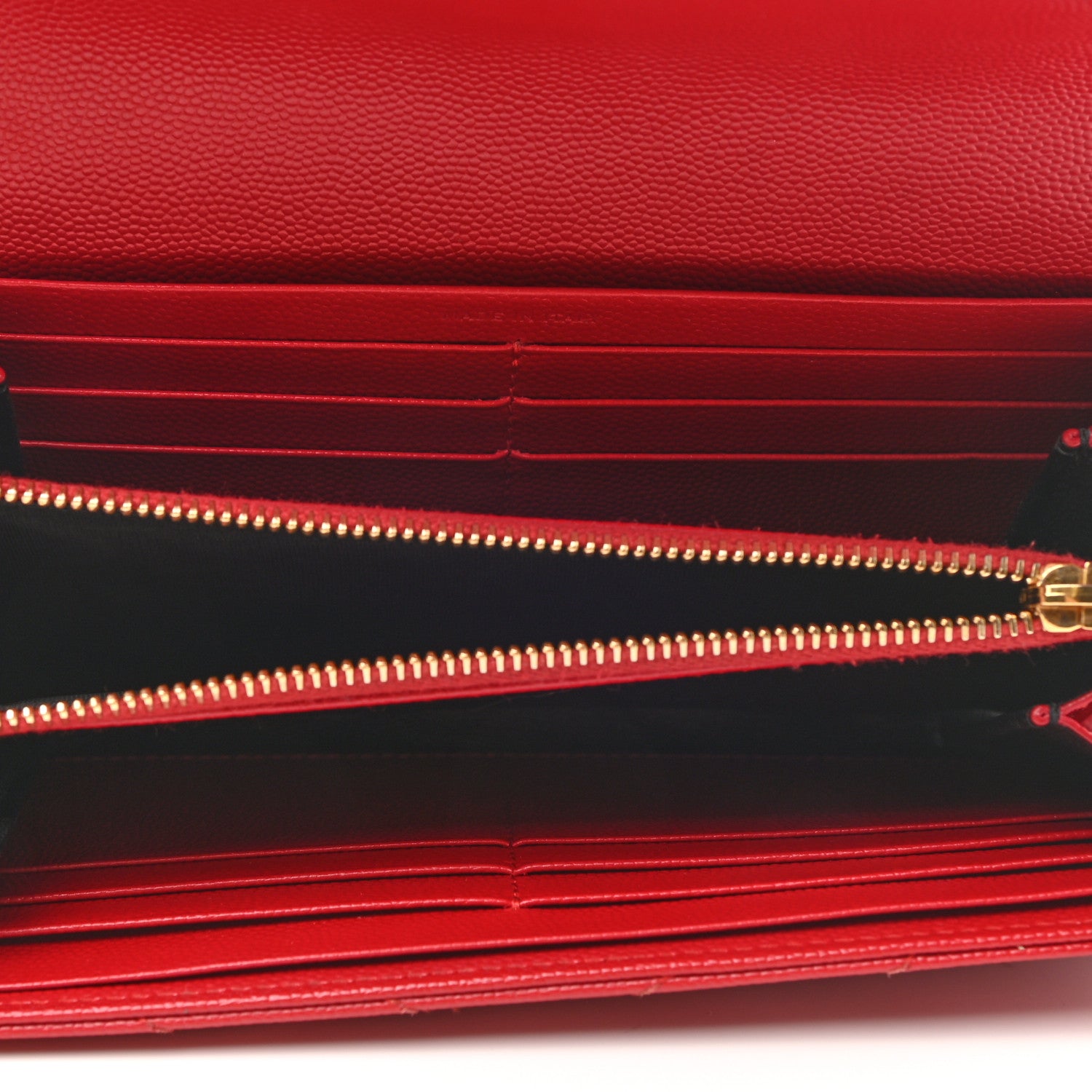 Saint Laurent Grain De Poudre Matelasse Chevron Monogram Flap Wallet Red 5 of 10