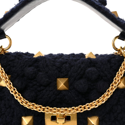 Valentino Garavani Cashmere Large Roman Stud Shoulder Bag Marine 12 of 17