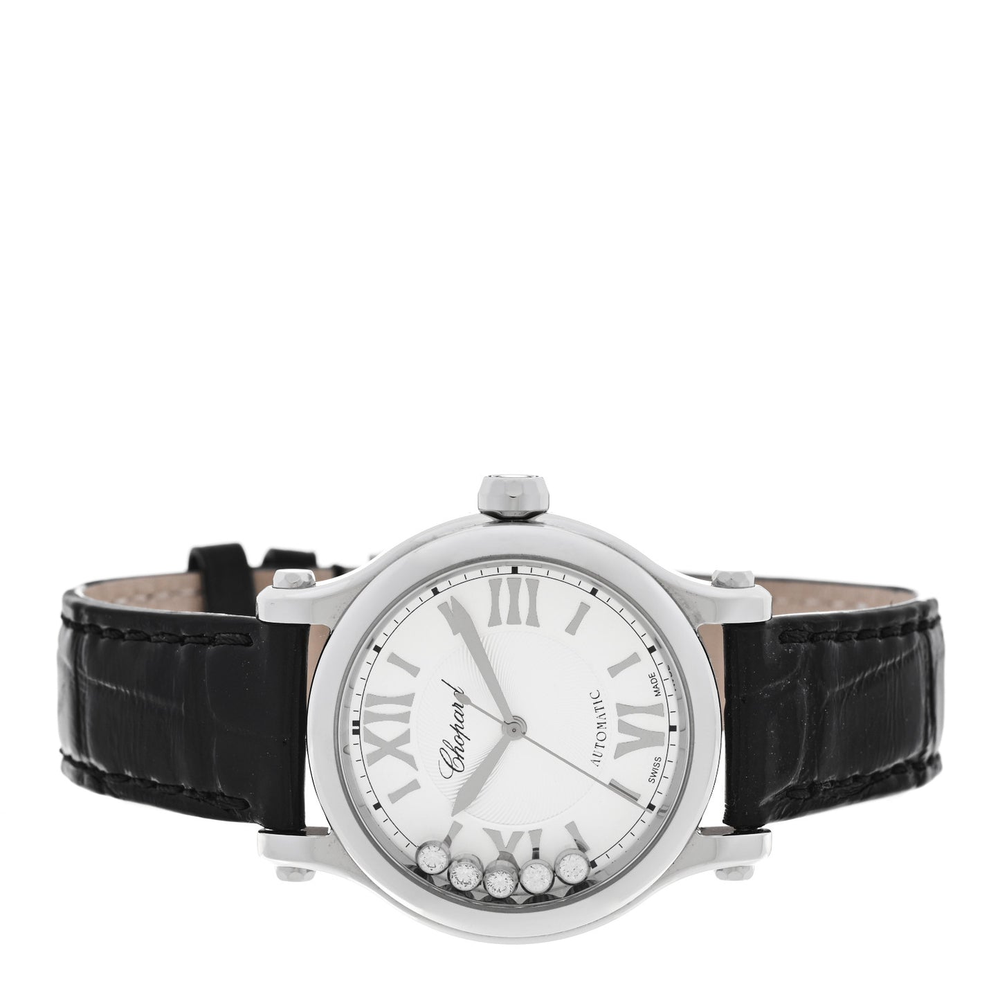 Stainless Steel Alligator 5 Diamond 33mm Happy Sport Automatic Watch