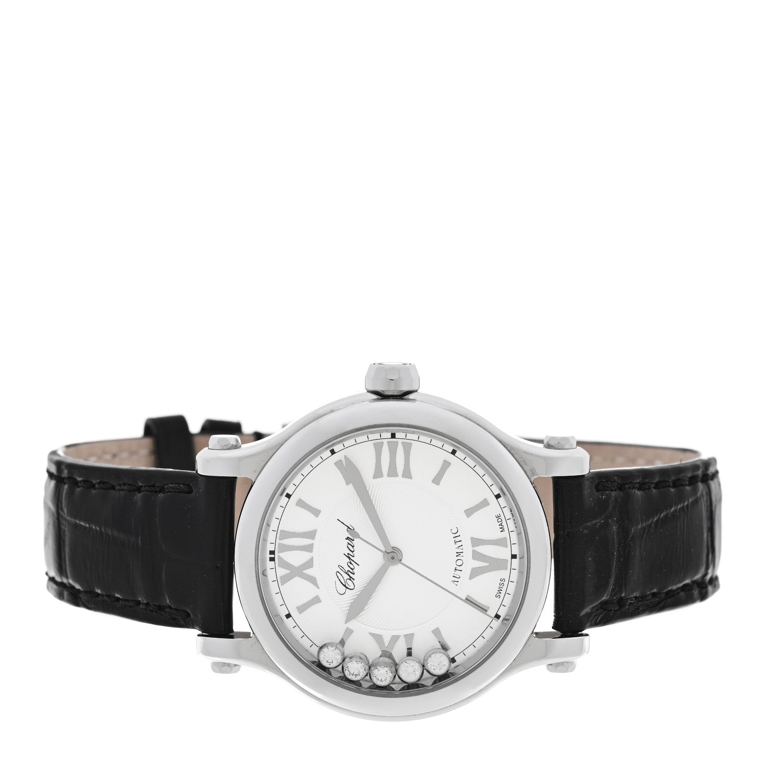Chopard Stainless Steel Alligator 5 Diamond 33mm Happy Sport Automatic Watch 2 of 5