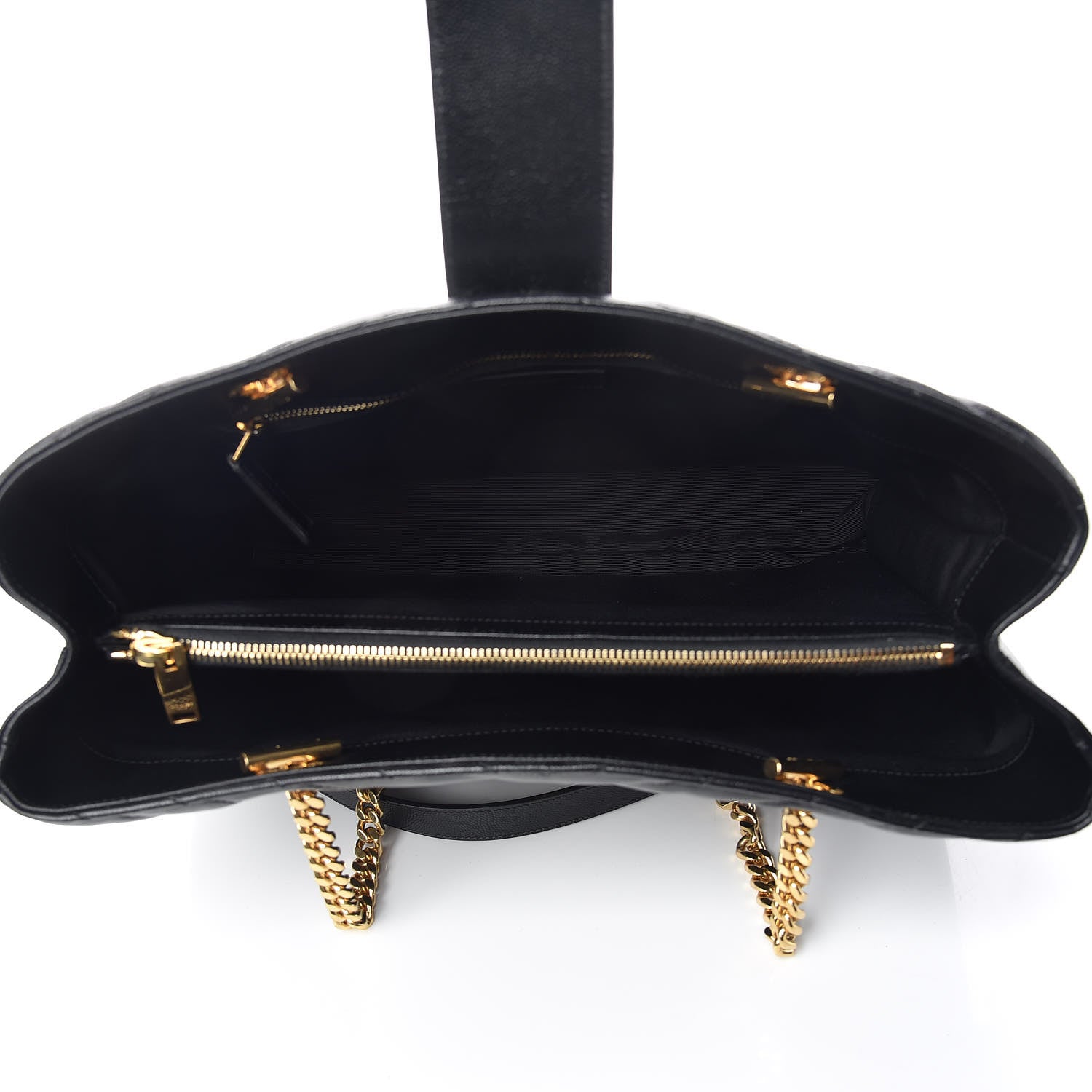 Saint Laurent Grain De Poudre Matelasse Chevron Monogram Shopping Bag Black 7 of 11
