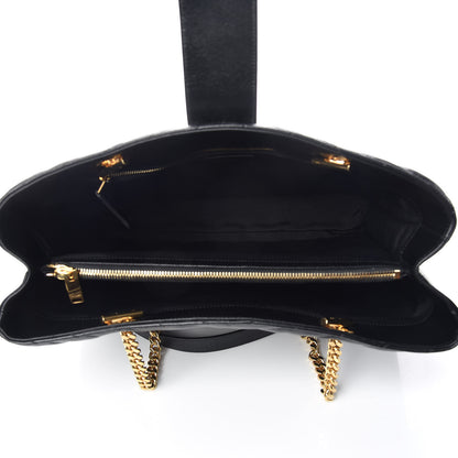 Saint Laurent Grain De Poudre Matelasse Chevron Monogram Shopping Bag Black 7 of 11