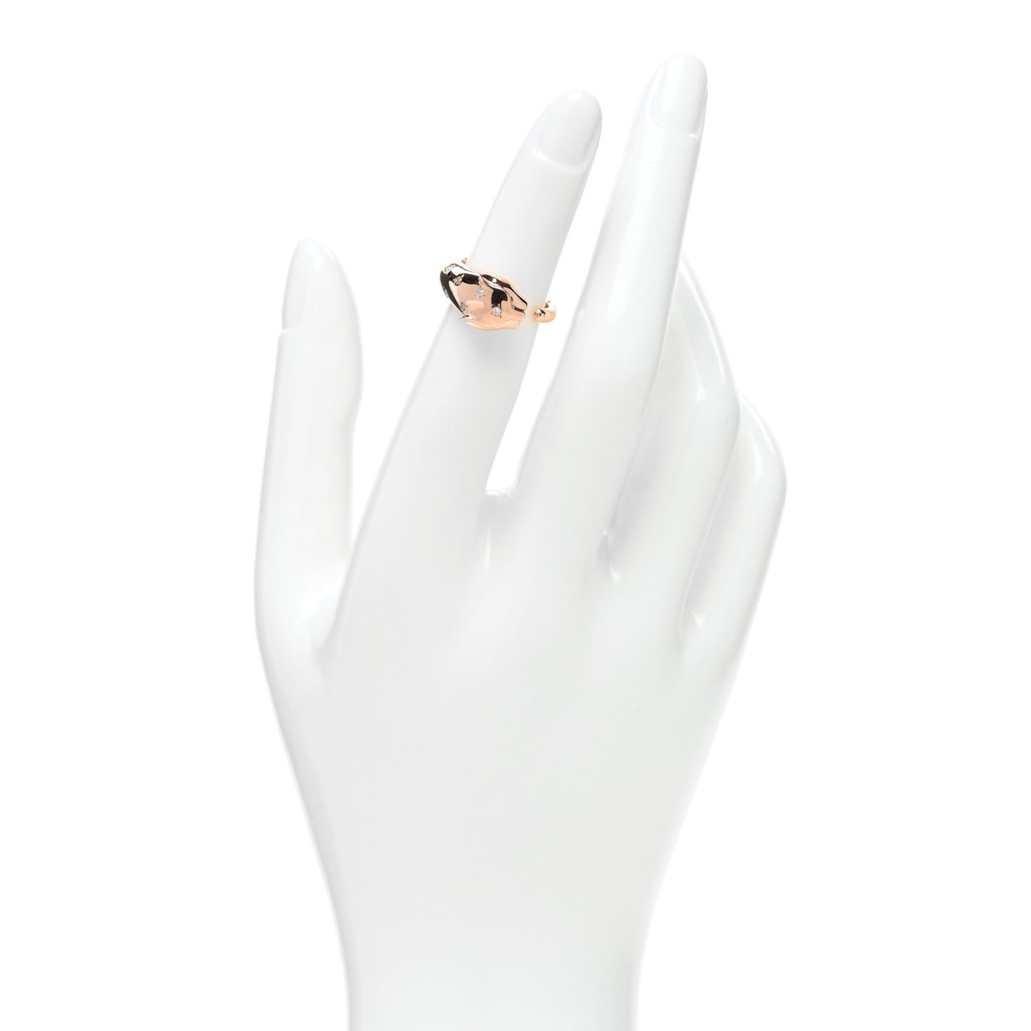 18K Rose Gold Diamond Emerald Panther Ring 47 4