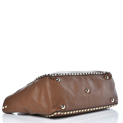 Valentino Garavani Vitello Medium Rockstud Tote Dark Noisette 5 of 12