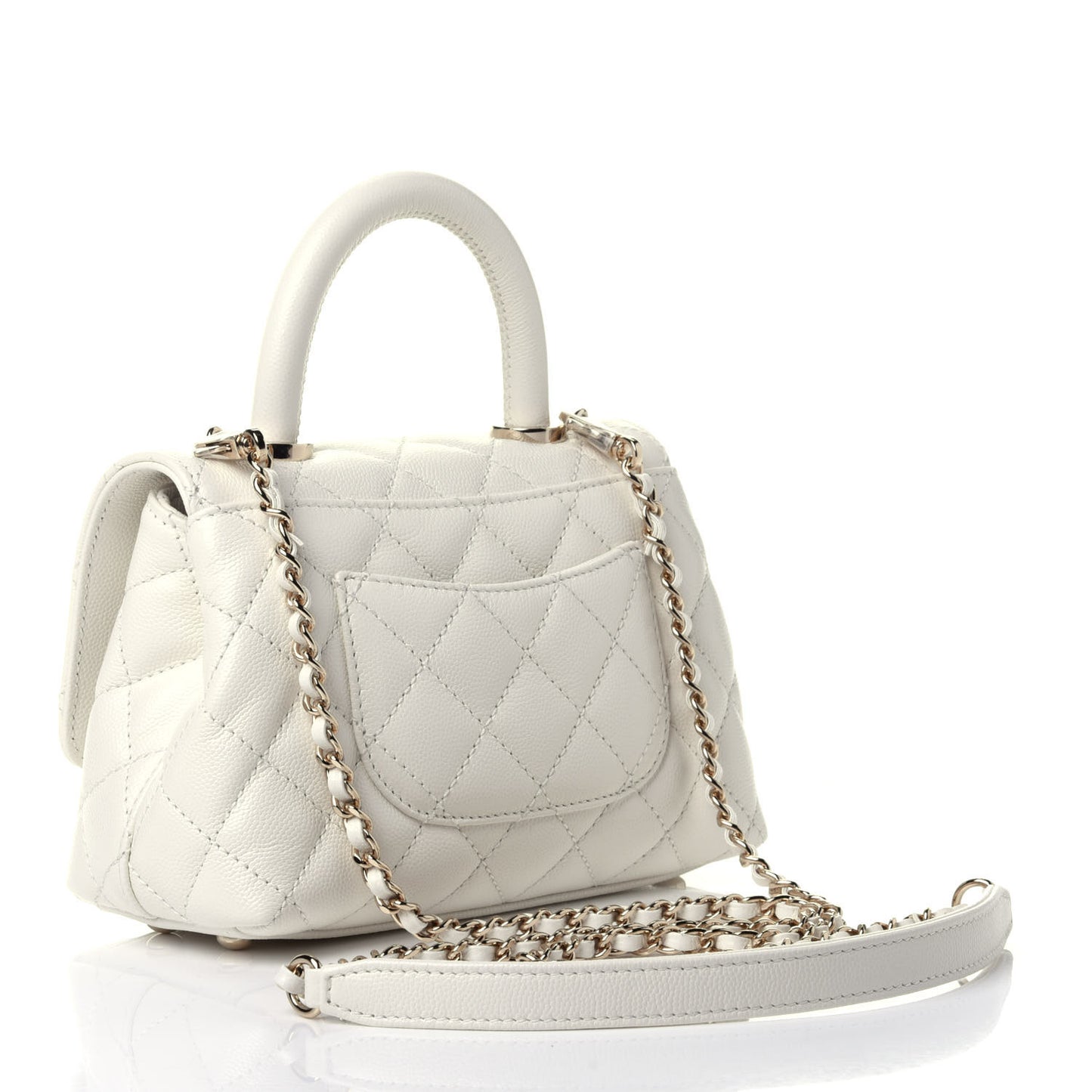 Caviar Quilted Extra Mini Coco Handle Flap White
