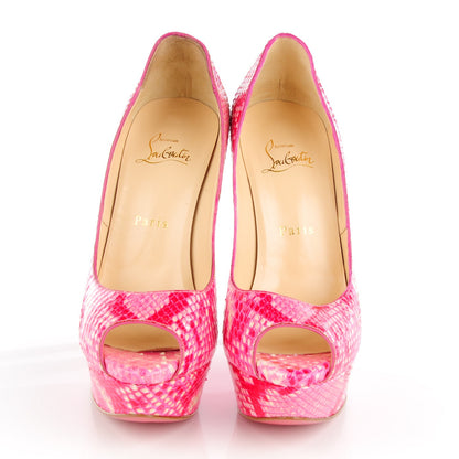 Christian Louboutin Python Lady Peep 150 Pumps 37.5 Rose Matador 3 of 10