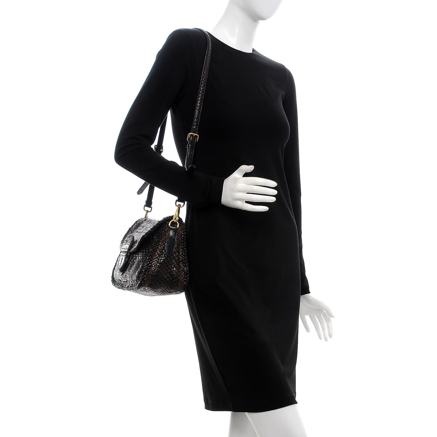 Goatskin Woven Crossbody Bag Moro Black