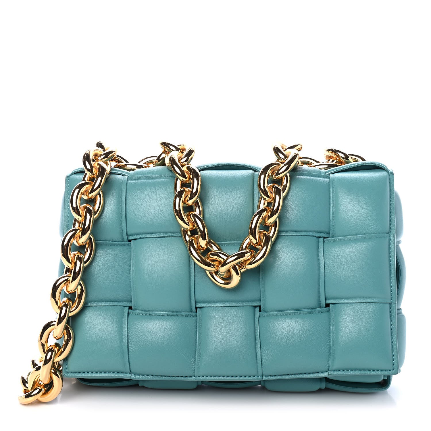 Bottega Veneta Lambskin Maxi Intreccio Padded Chain Cassette Crossbody Bag Mallard 1 of 4