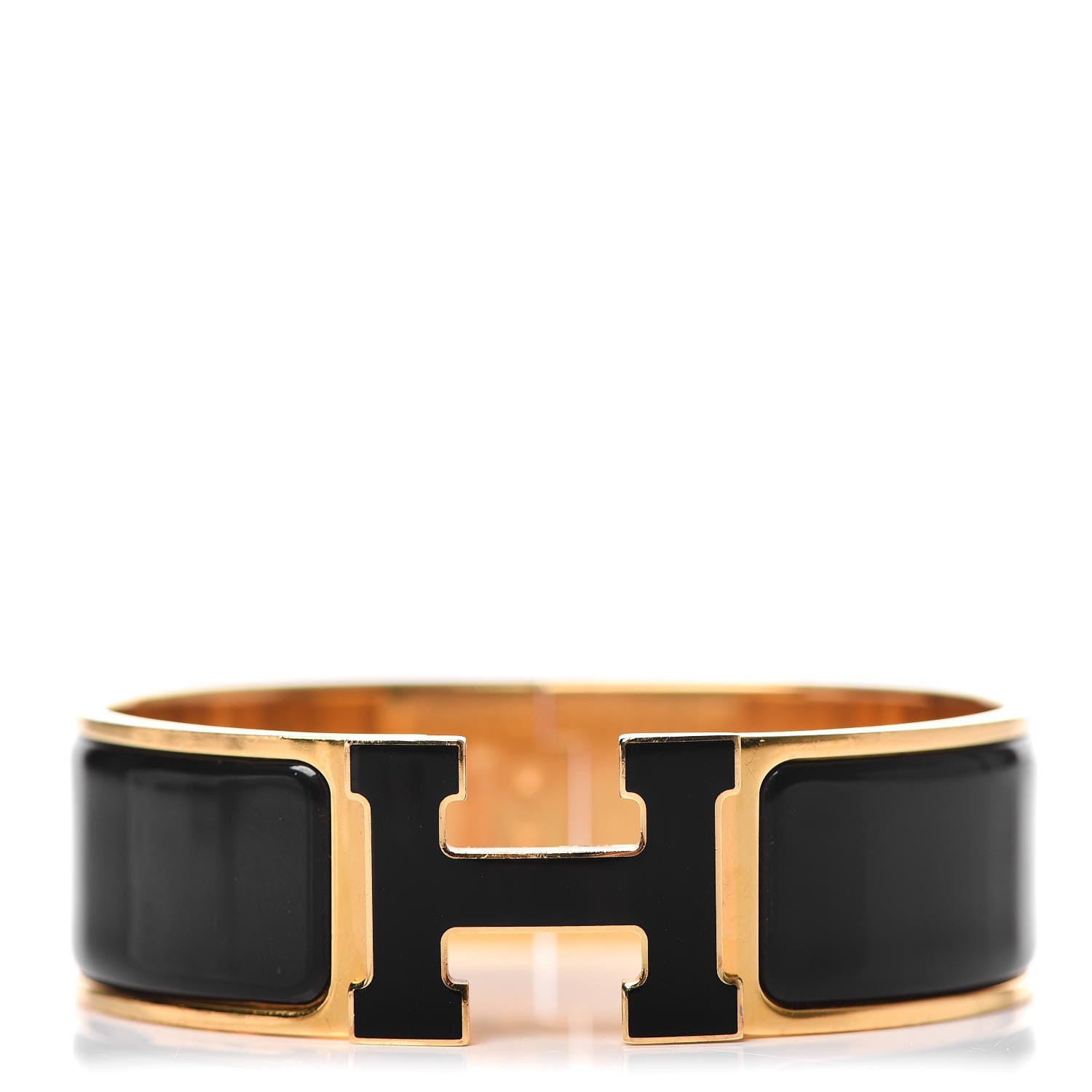 Hermes Enamel Wide Clic Clac H Bracelet GM Black 1 of 5