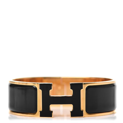 Hermes Enamel Wide Clic Clac H Bracelet GM Black 1 of 5