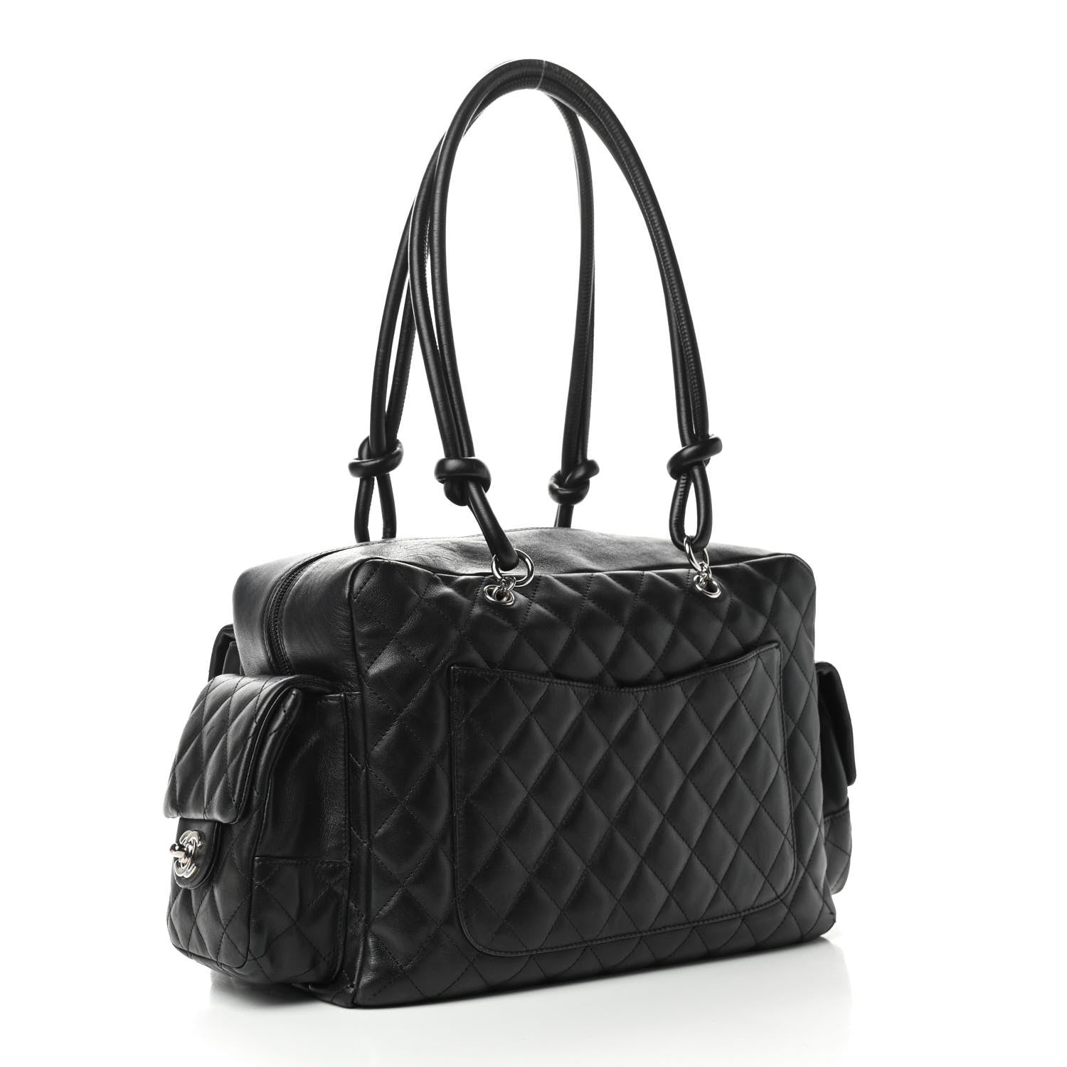 Chanel Calfskin Quilted Large Cambon Multipocket Reporter Black White 3 of 13