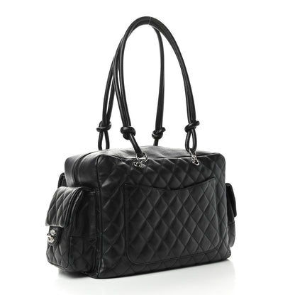 Chanel Calfskin Quilted Large Cambon Multipocket Reporter Black White 3 of 13