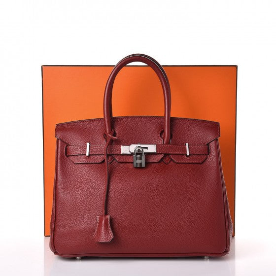 Hermes Taurillon Clemence Birkin 30 Rouge H 8 of 27