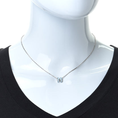 Hermes Lacquered Palladium Mini Pop H Pendant Necklace Bleu Zephyrr 5 of 5