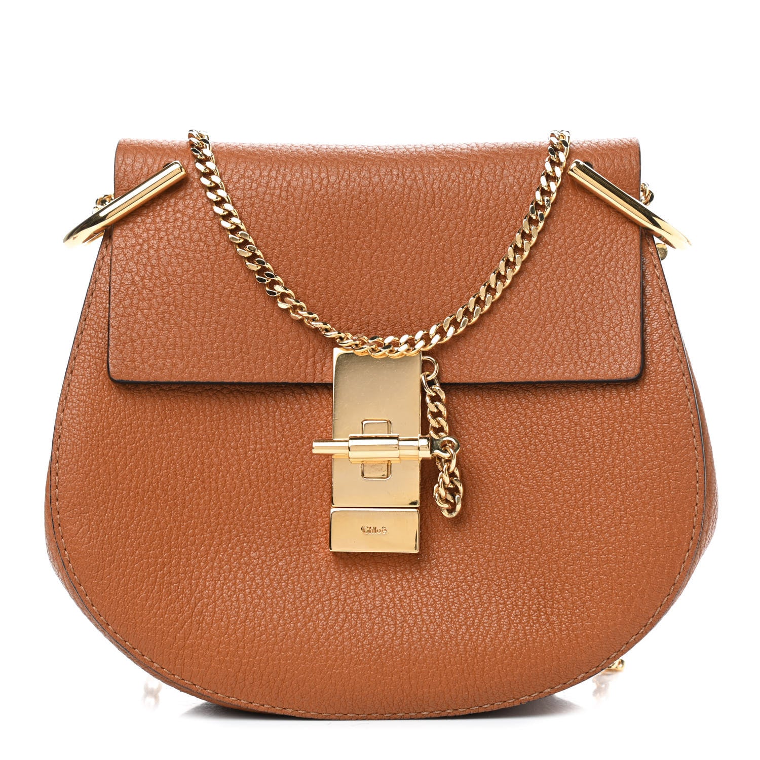 Chloe Grained Lambskin Mini Drew Shoulder Bag Caramel 1 of 8