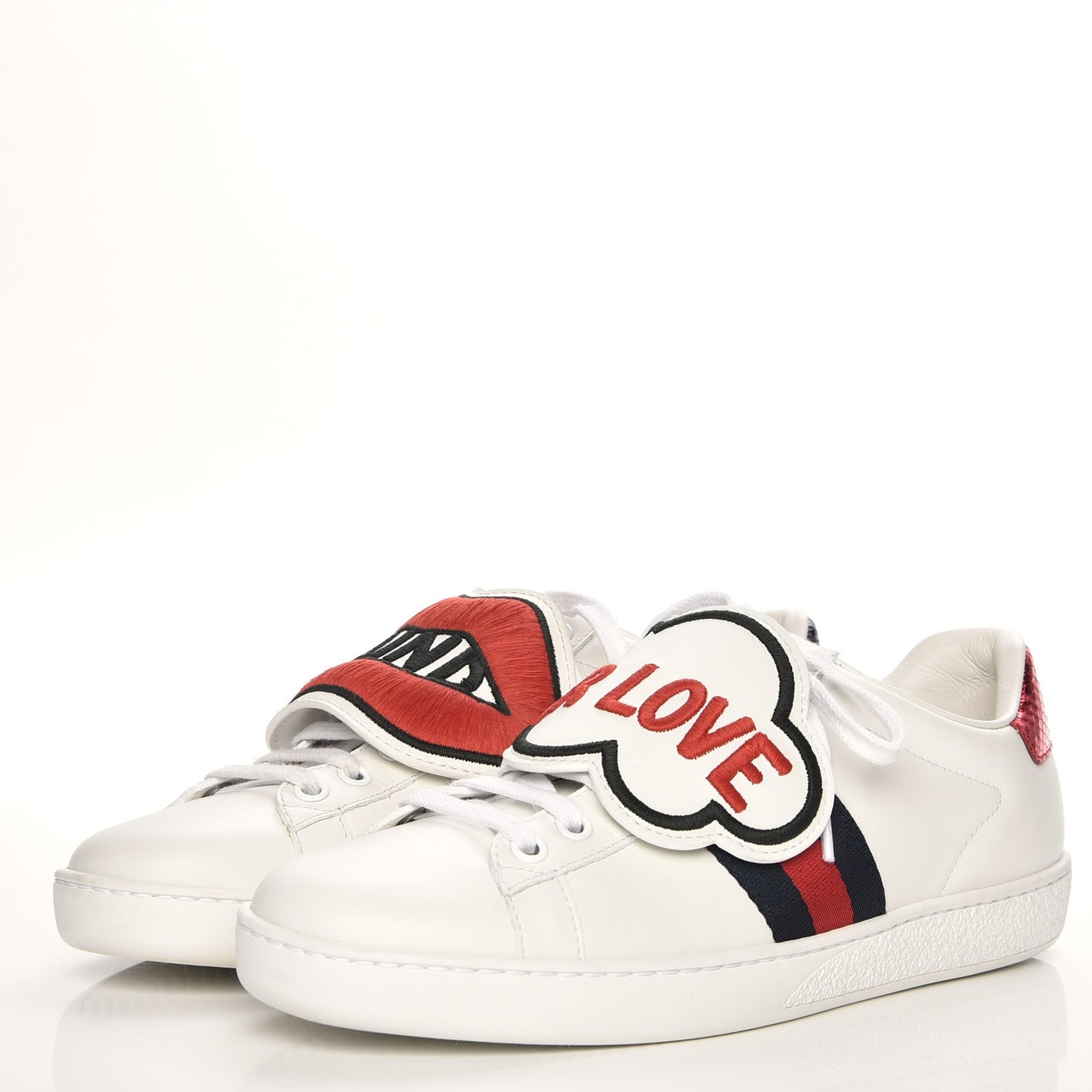 Calfskin Ayers Blind For Love Embroidered Womens Ace Sneakers 37 White