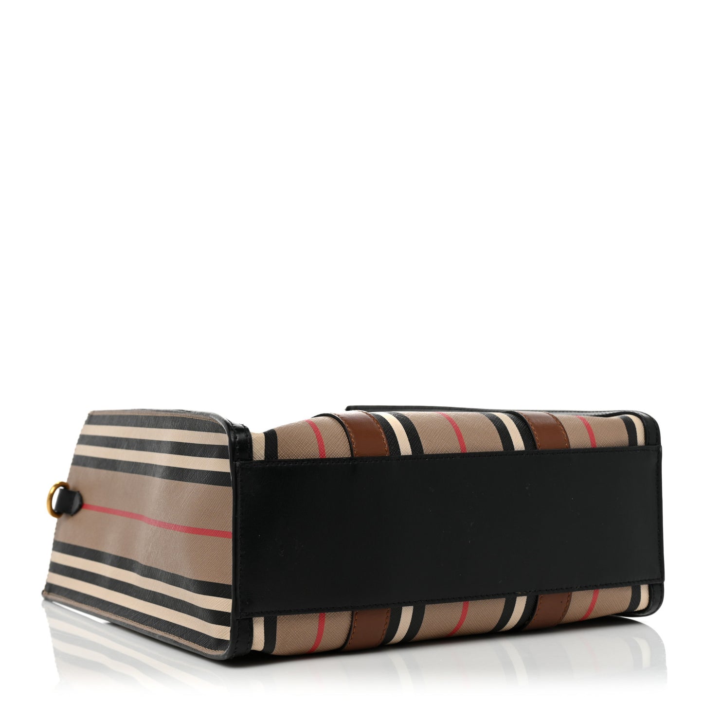 E-Canvas Stripe Small Portrait Tote Bag Brown