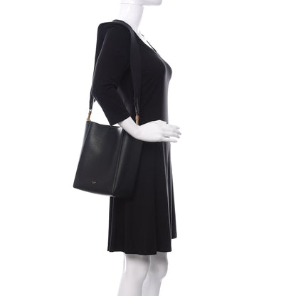Celine Soft Grained Calfskin Sangle Bucket Bag Black 2 of 9