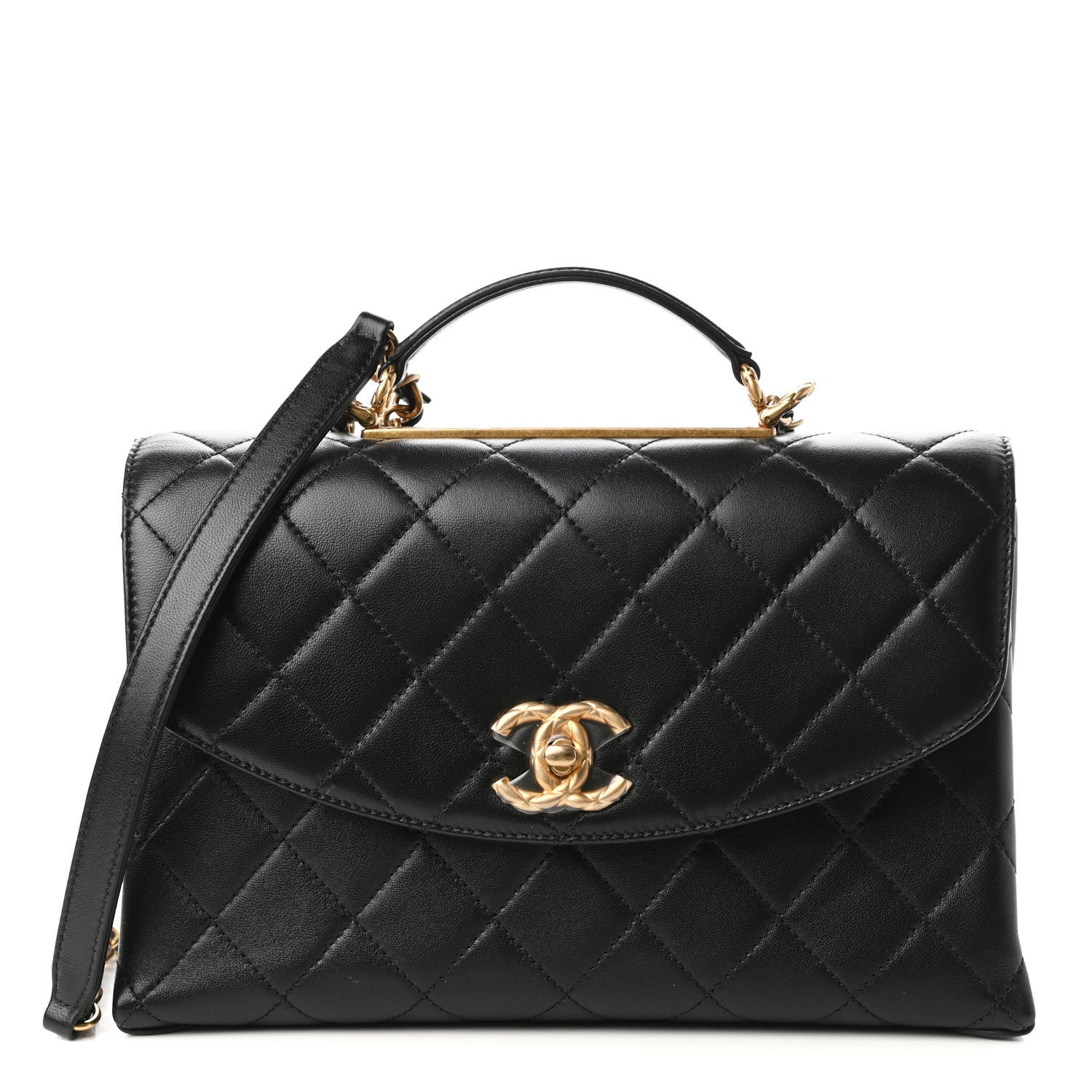 Chanel Lambskin Quilted Large Trendy Spirit Top Handle Bag Black 1 of 11