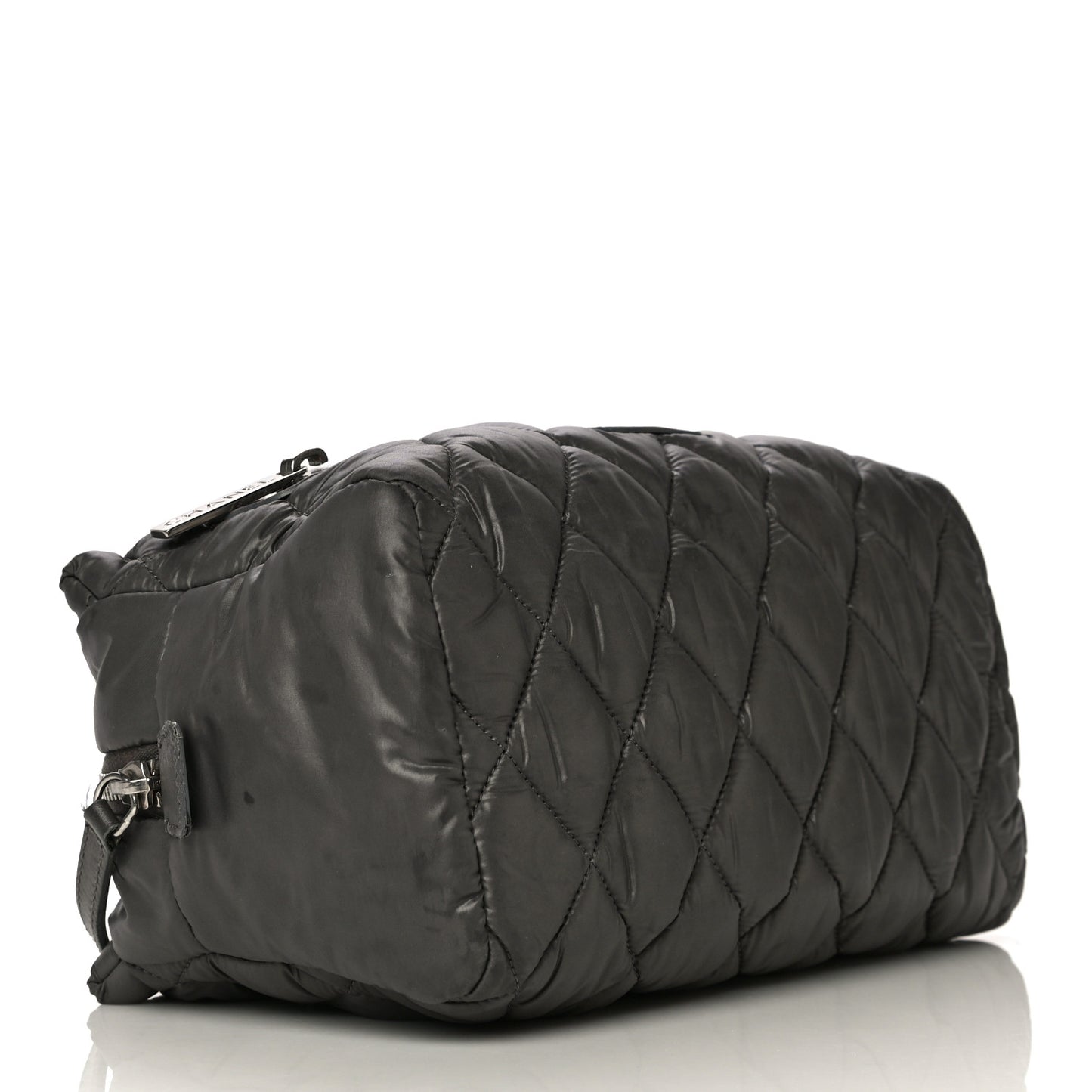 Nylon Quilted Cocoon Cosmetic Case Grey