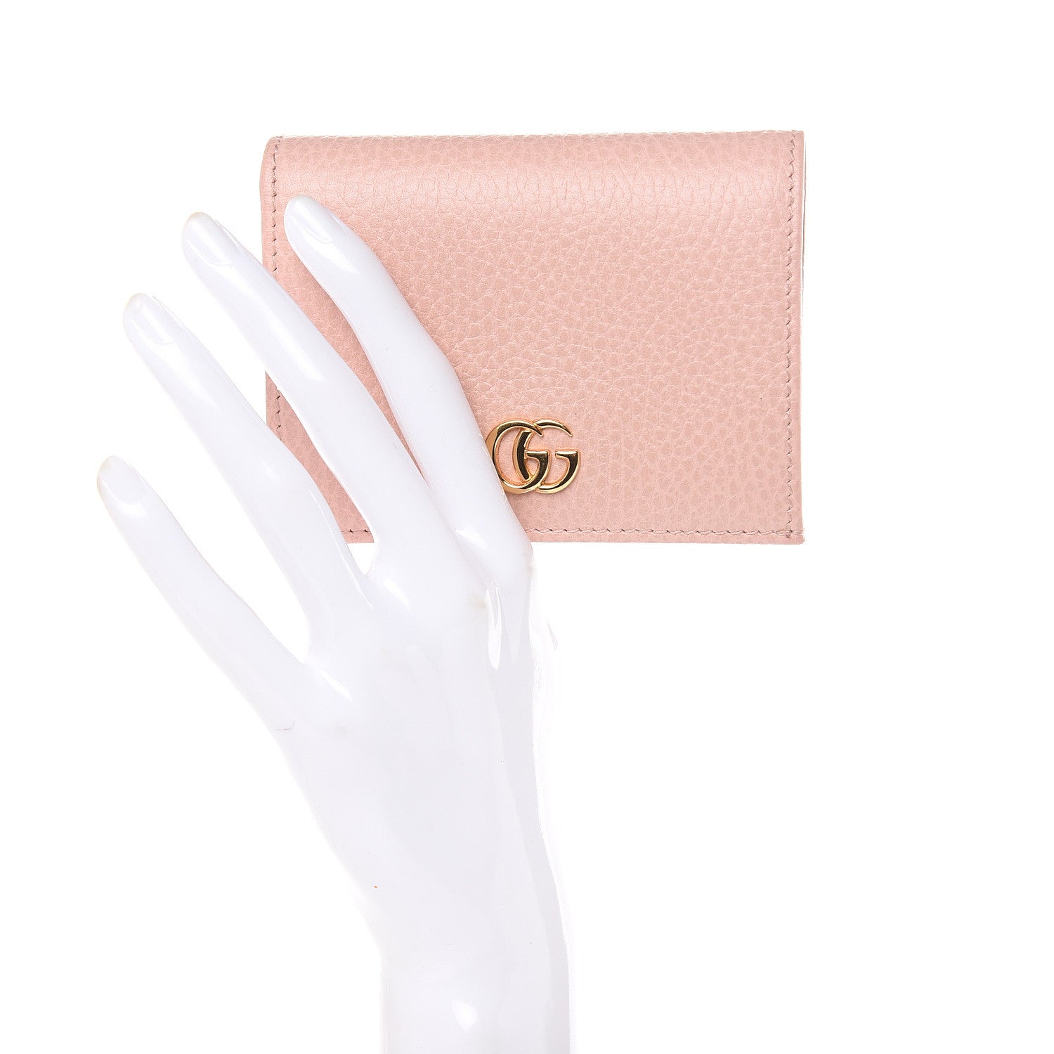 Gucci Dollar Calfskin GG Marmont Card Case Perfect Pink 2 of 8