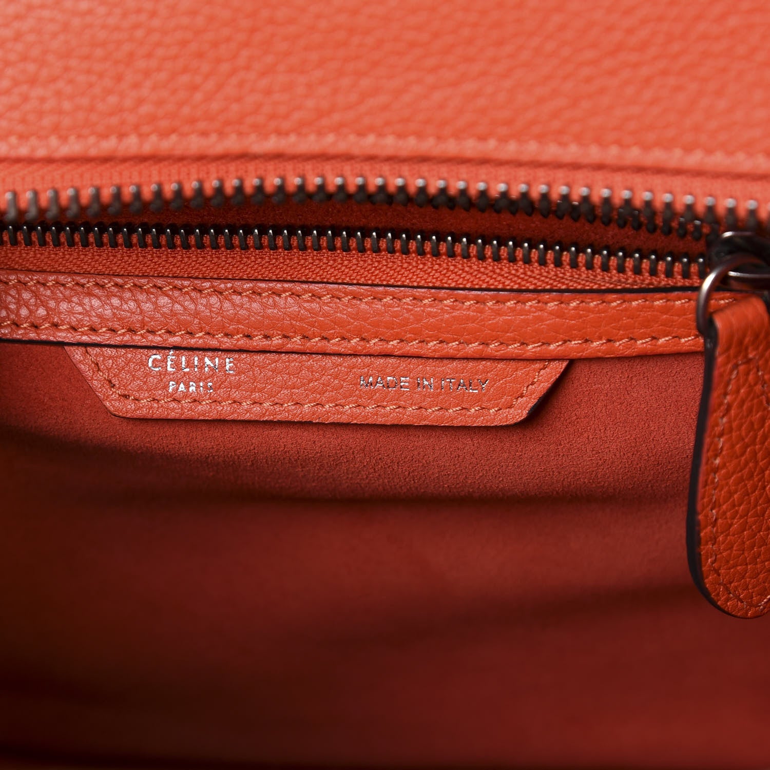 Celine Drummed Calfskin Micro Luggage Vermillion 6 of 9