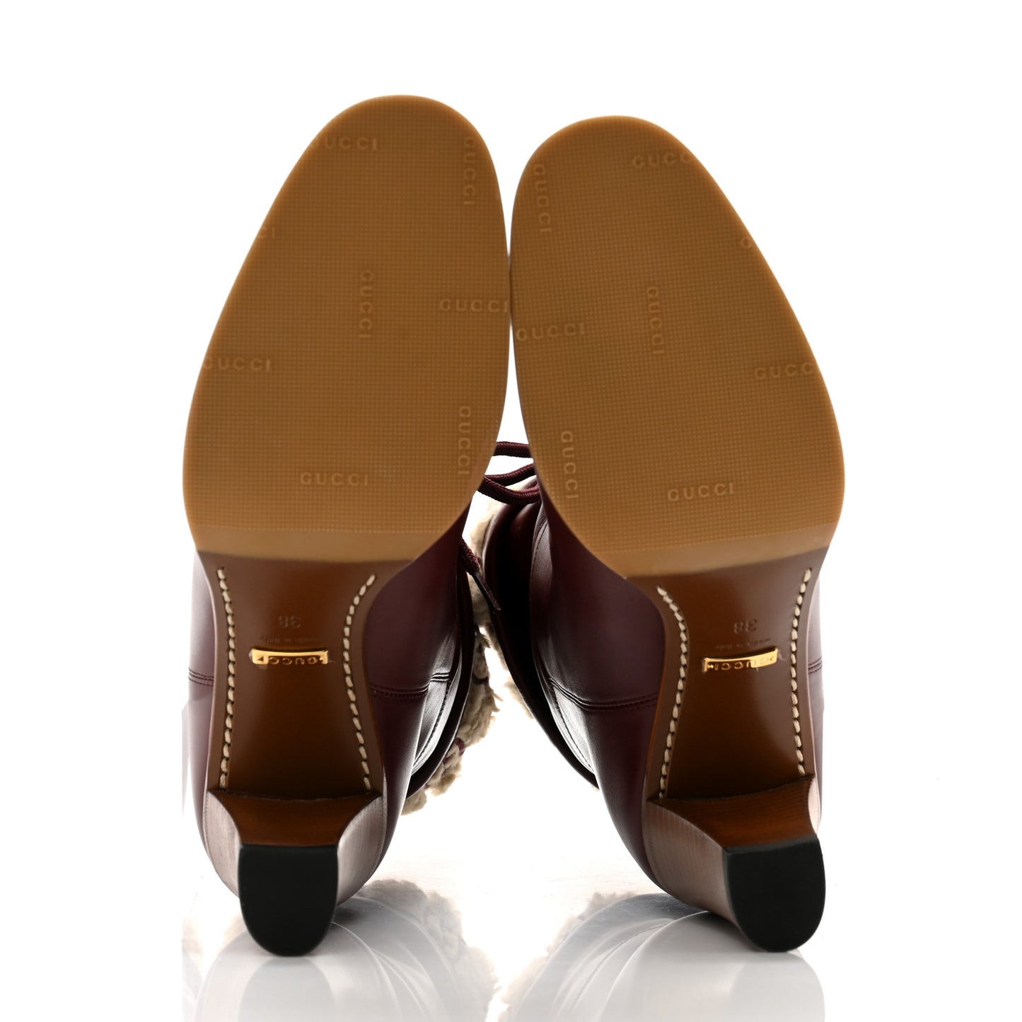 Calfskin Shearling Ankle Boots 38 Bordeaux