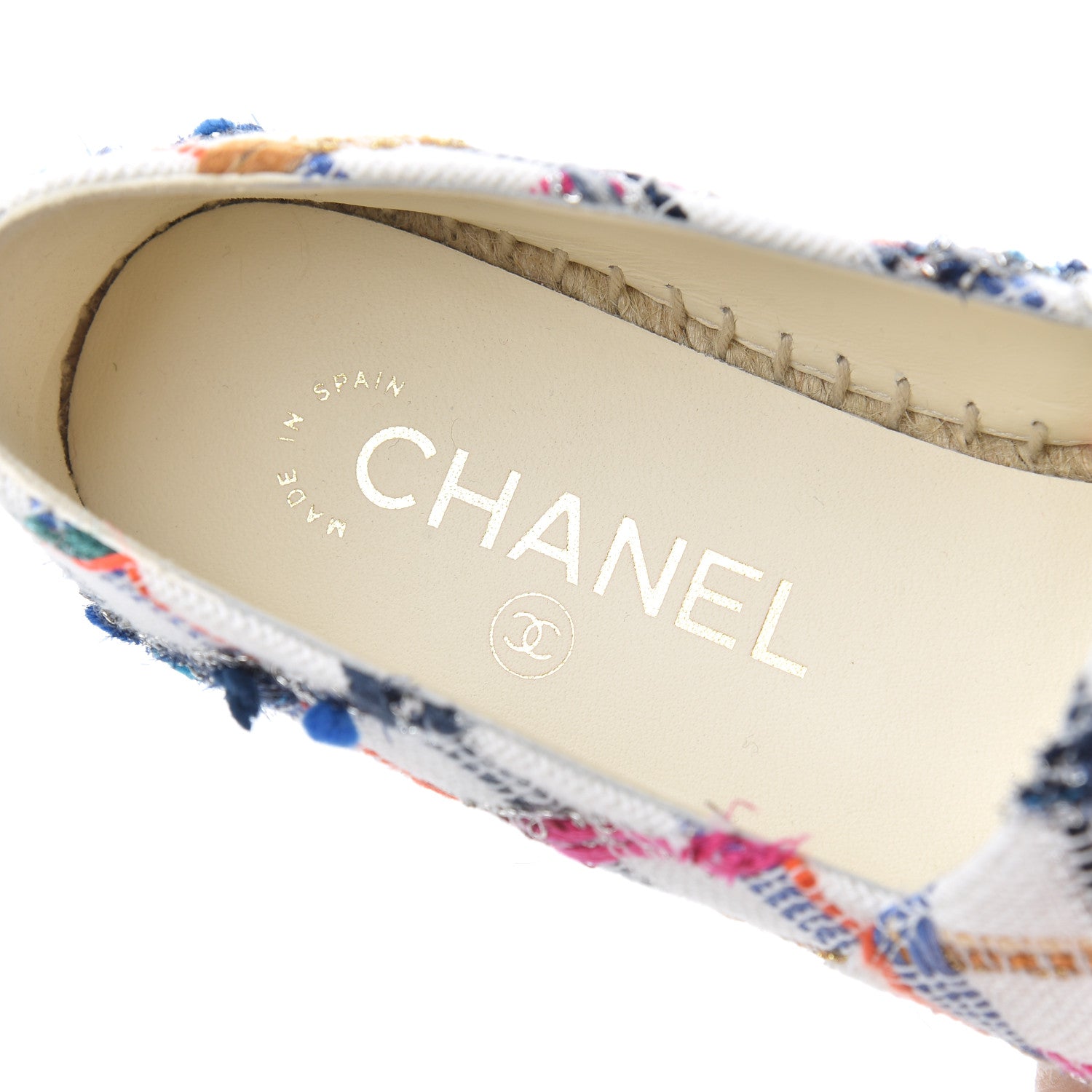 Chanel Tweed Grosgrain CC Espadrilles 36 White Blue Pink Green Black 6 of 9