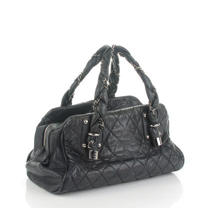 Chanel Distressed Lambskin Lady Braid Bowler Black 2 of 9