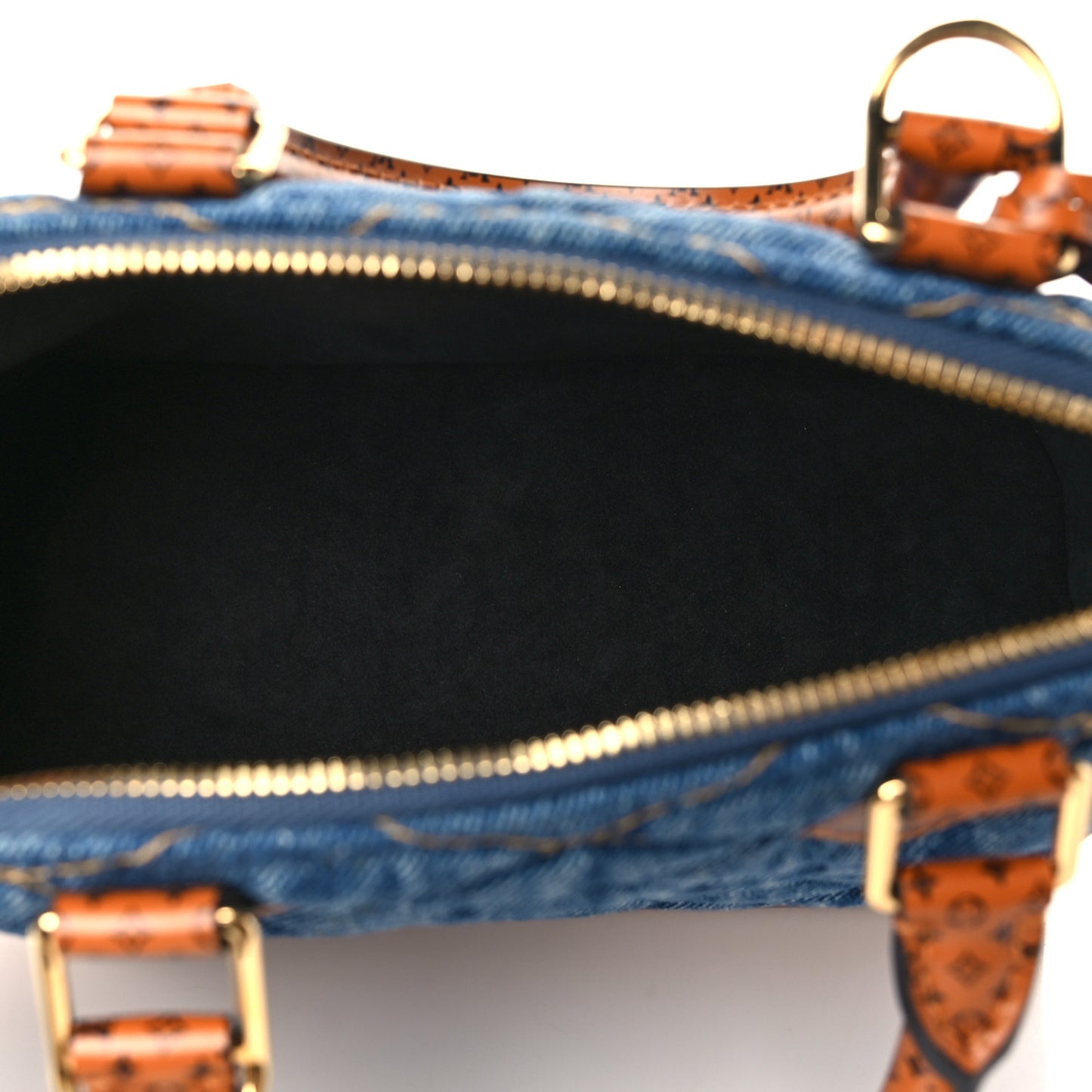Denim Calfskin Reverse Monogram Malletage Alma BB Blue