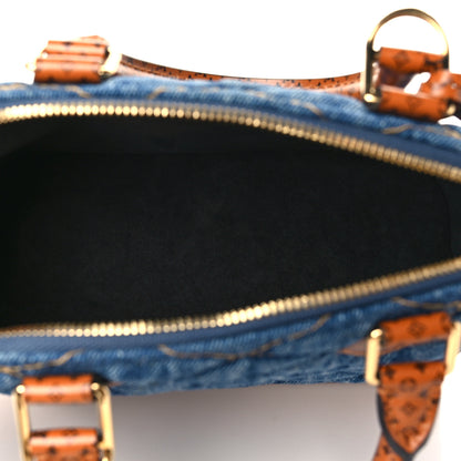 Louis Vuitton Denim Calfskin Reverse Monogram Malletage Alma BB Blue 5 of 6