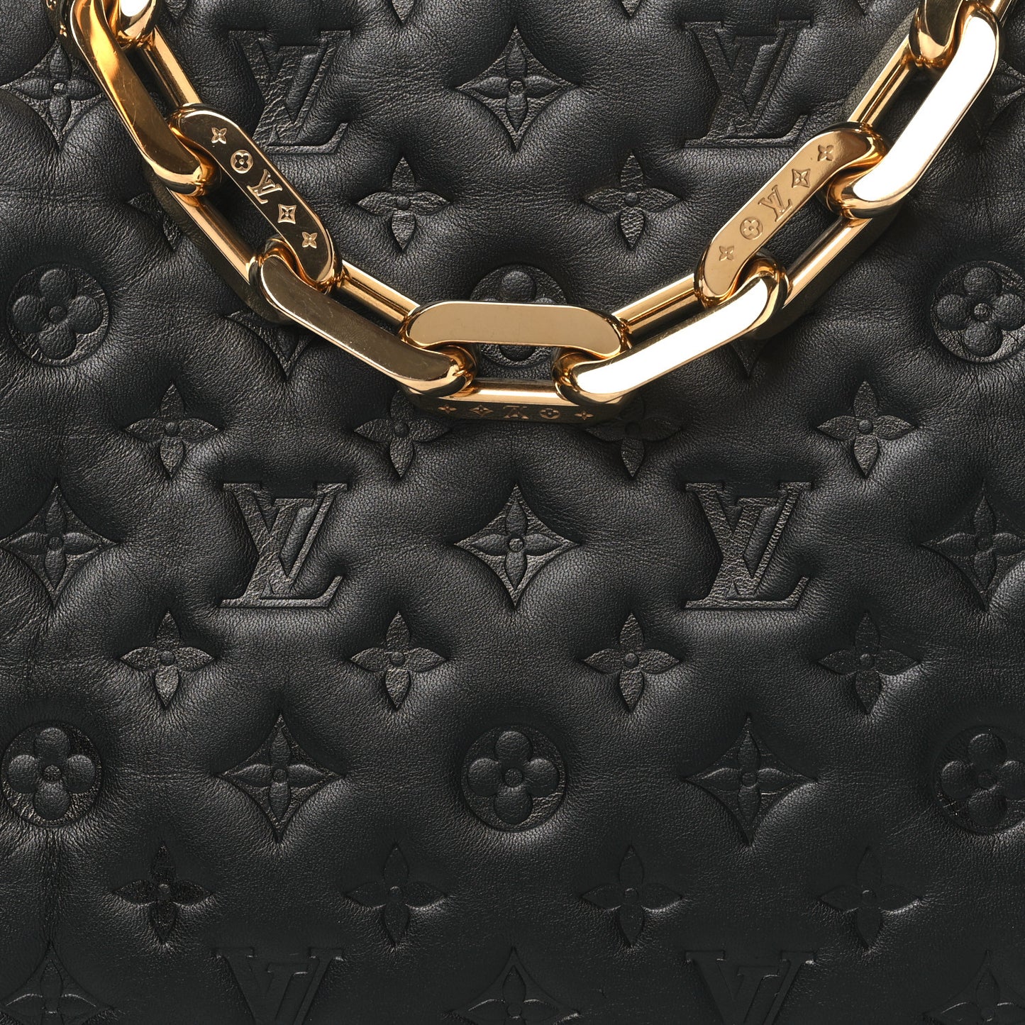 Lambskin Embossed Monogram Coussin MM Black