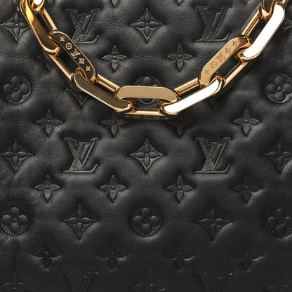 Louis Vuitton Lambskin Embossed Monogram Coussin MM Black 7 of 10