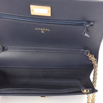 Chanel Aged Calfskin Quilted Reissue Wallet On Chain WOC Navy 5 of 11