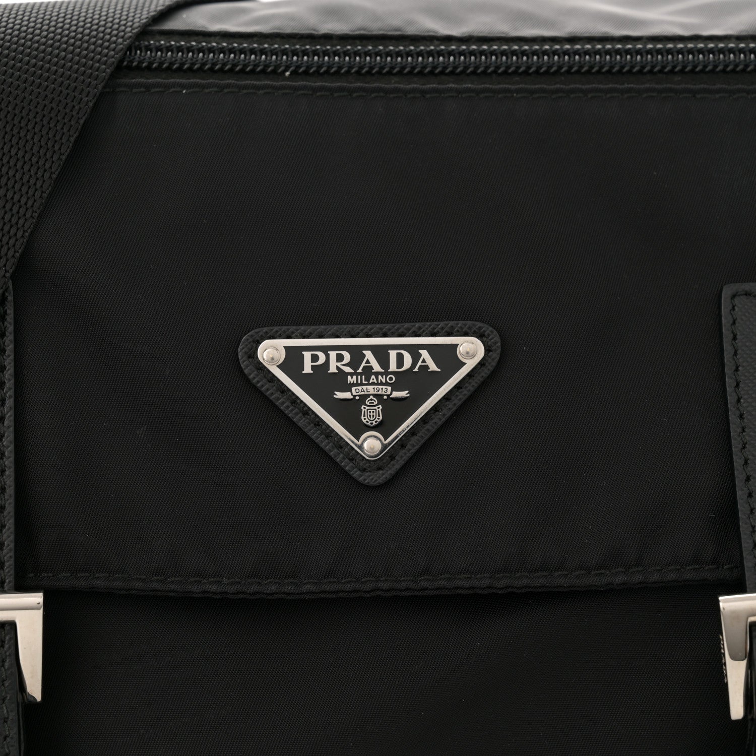Prada Re-Nylon Vela Saffiano Double Buckle Messenger Shoulder Bag Black 8 of 10