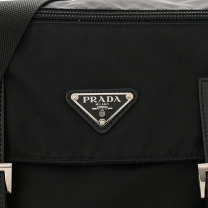 Prada Re-Nylon Vela Saffiano Double Buckle Messenger Shoulder Bag Black 8 of 10
