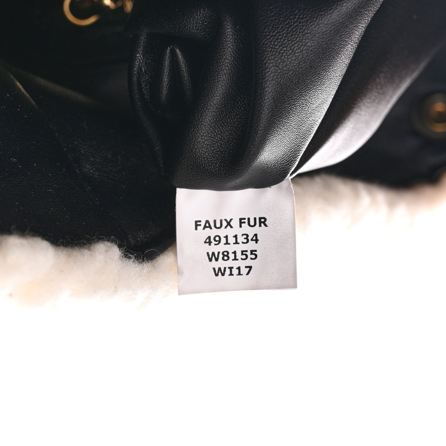 Eco Alter Nappa Shearling Popper Bucket Bag Black White