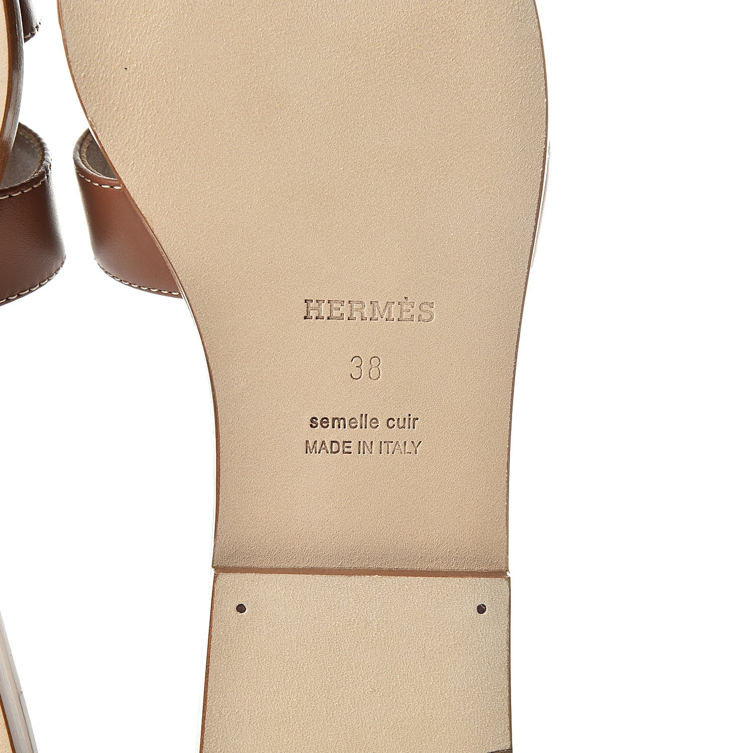 Hermes Box Calfskin Oran Sandals 38 Gold 6 of 8