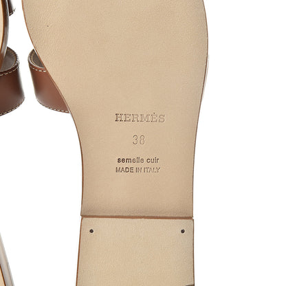 Hermes Box Calfskin Oran Sandals 38 Gold 6 of 8
